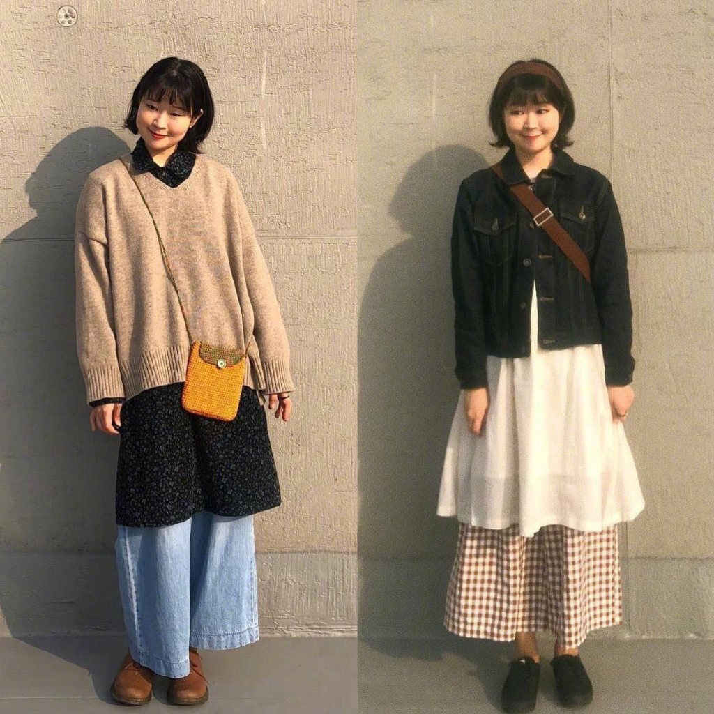 春节甜美风穿搭,开衫毛衣搭配牛仔裙极具复古范,时尚又好看