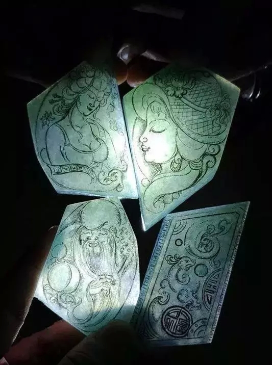 这些还没雕刻的精品翡翠玉雕设计,散发出满满的仙气