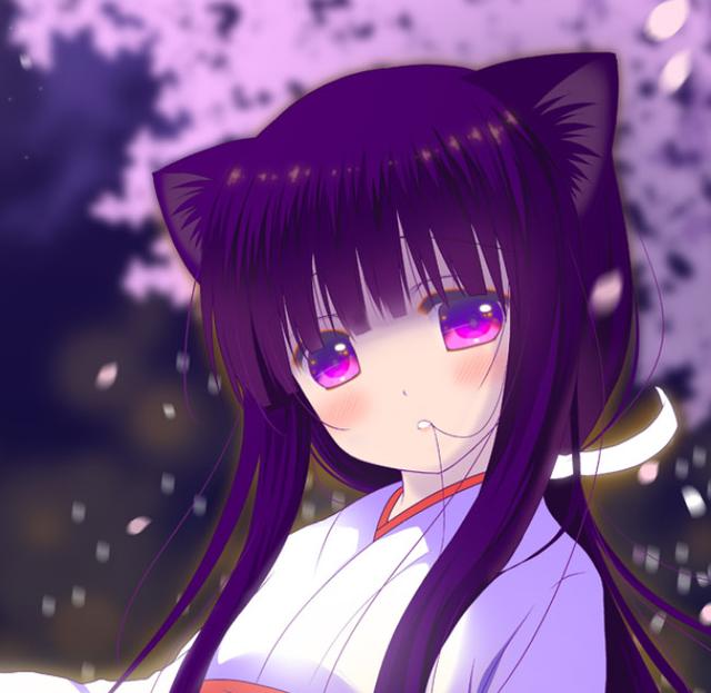 动漫美图欣赏紫色系列女生头像呆萌可爱的二次元美少女