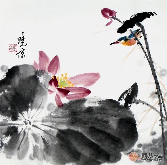 荷花图欣赏,诗人画家郑晓京作品