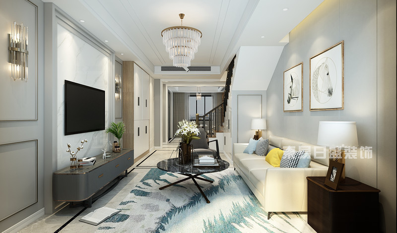 合肥皖新翡翠庄园140平米简欧轻奢风格洋房装修效果图