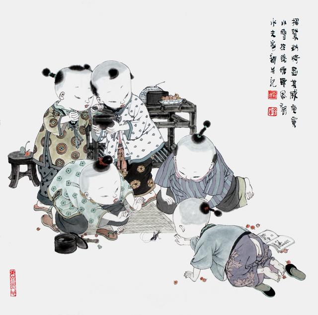 己亥贺岁 王家训国画童子图,给人一份心灵归属