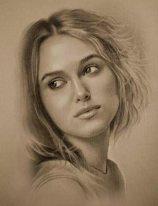 这些素描作品其实是用铅笔画出来的风格类似照片处理的效果