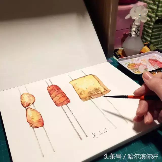 哈尔滨萌妹子手绘了舌尖上美味,锅包肉,杀猪菜,秒杀吃货!