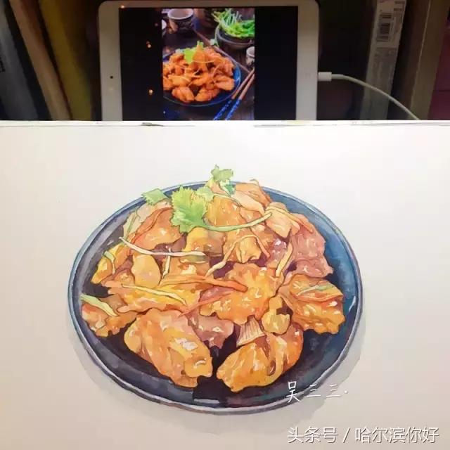 哈尔滨萌妹子手绘了舌尖上美味,锅包肉,杀猪菜,秒杀吃货!