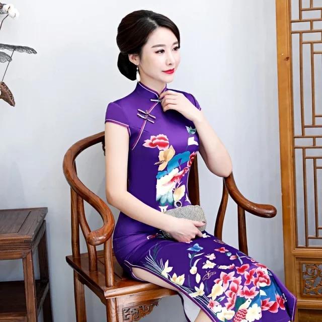 高贵范儿丝绸旗袍,繁花似锦,演绎东方女性之大美!