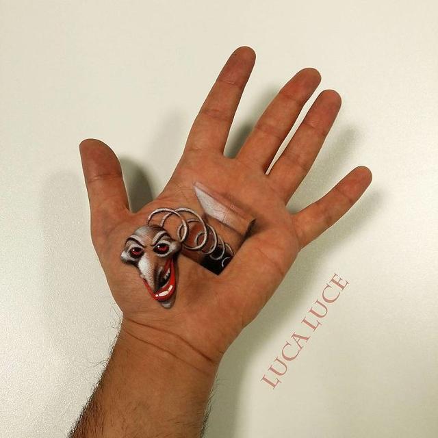 超乎想象的手掌3d画!