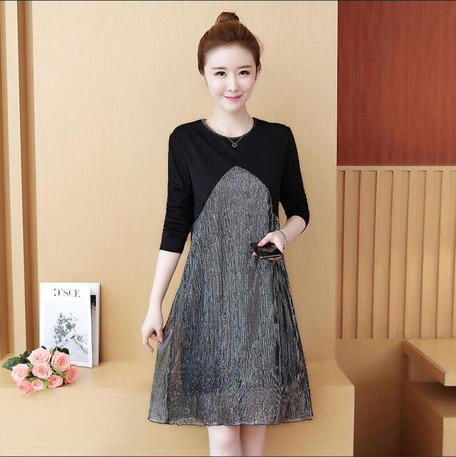 胖mm2018大码女装秋季新款中长款宽松连衣裙打底裙200斤