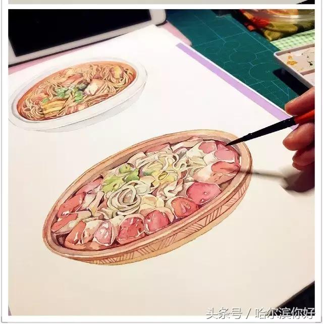 哈尔滨萌妹子手绘了舌尖上美味,锅包肉,杀猪菜,秒杀吃货!