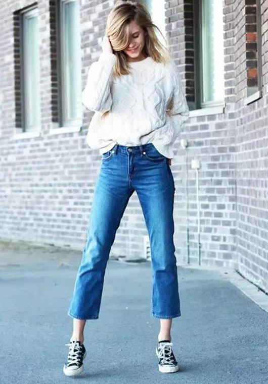 这个秋季,请把时尚交给毛衣 九分裤,让你轻松露脚踝