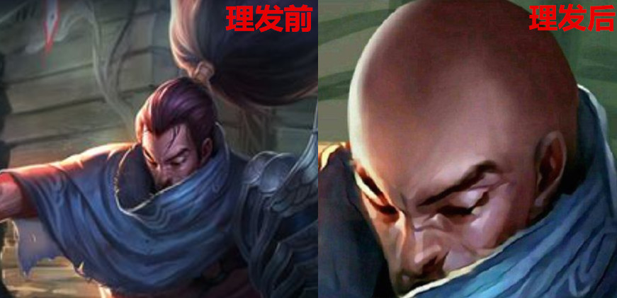 lol:当英雄惨遭理发师光头时,男枪像黑老大,看到盖伦服了