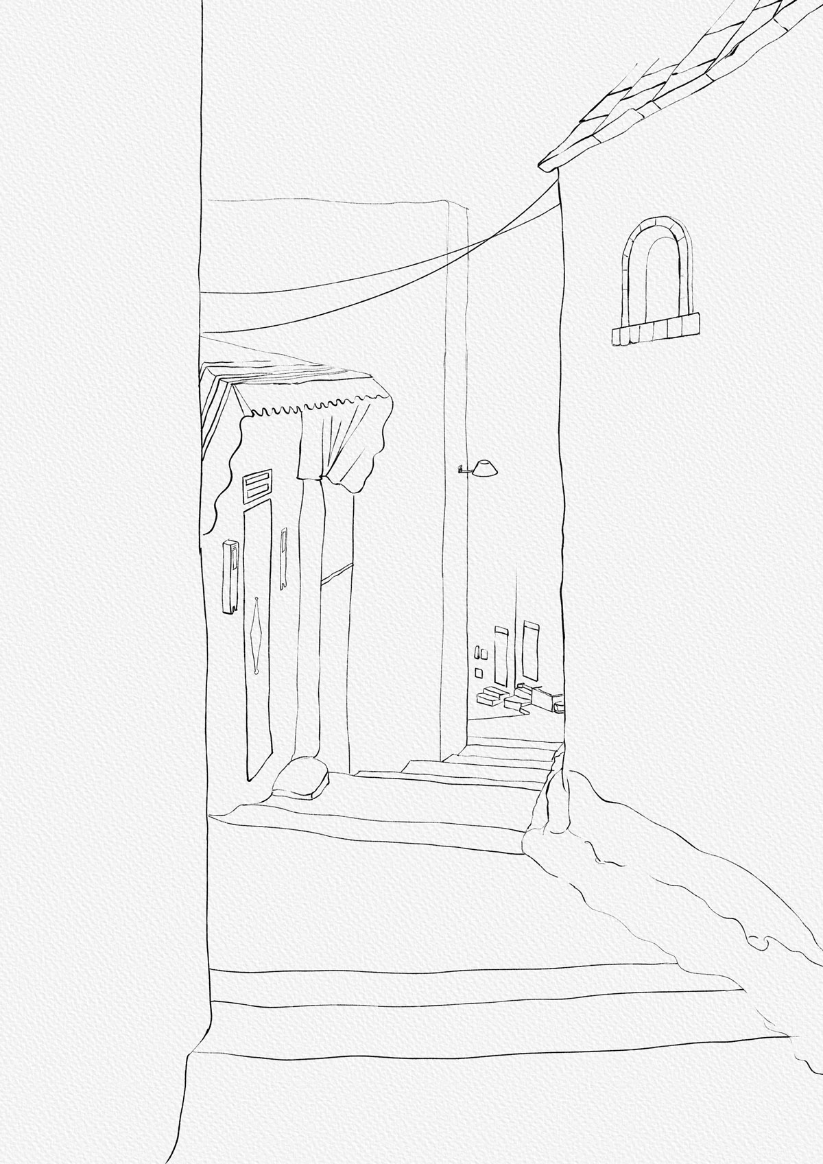 水彩画,温馨小巷的画法