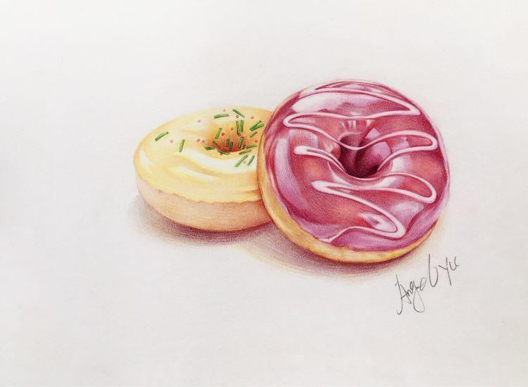 适合初学者练习体积塑造的彩铅练习作业甜甜圈