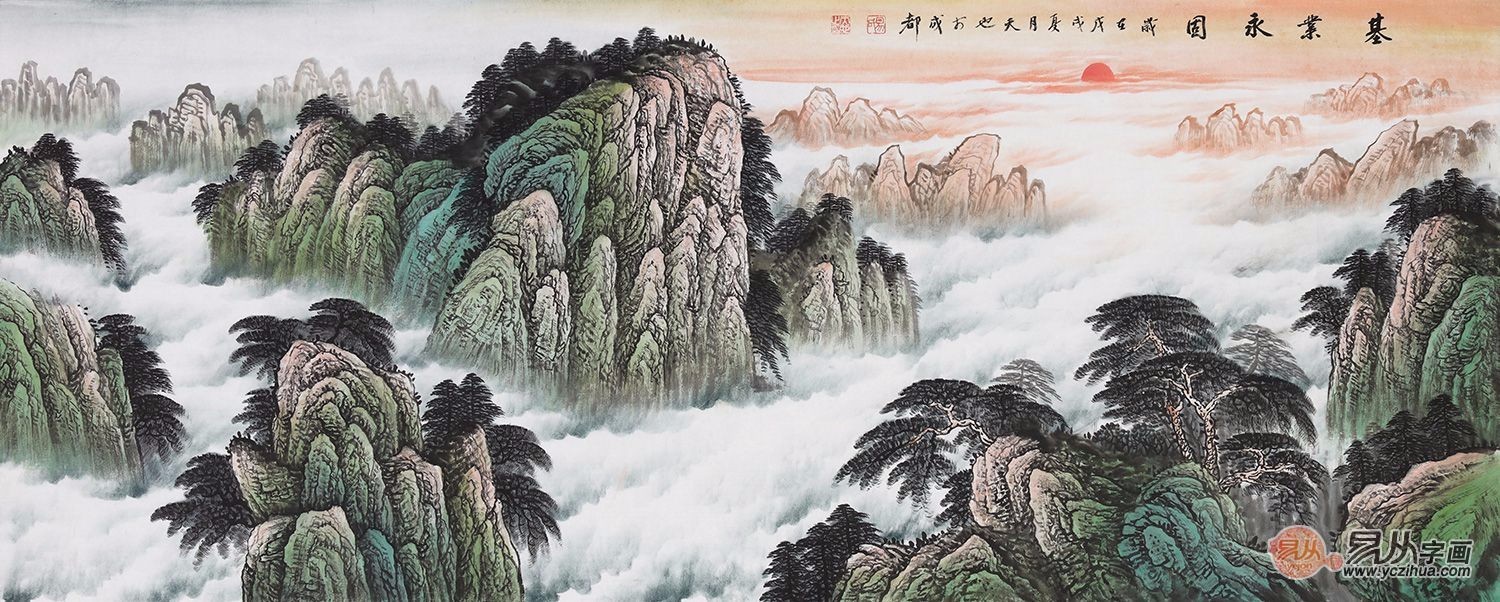 无水靠山图 易天也最新力作山水画《基业永固》 作品来源:易从网酒店