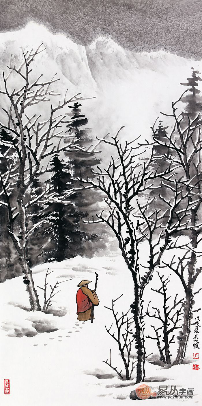 擅长山水画的画家吴大恺,雪景山水,洁白无瑕