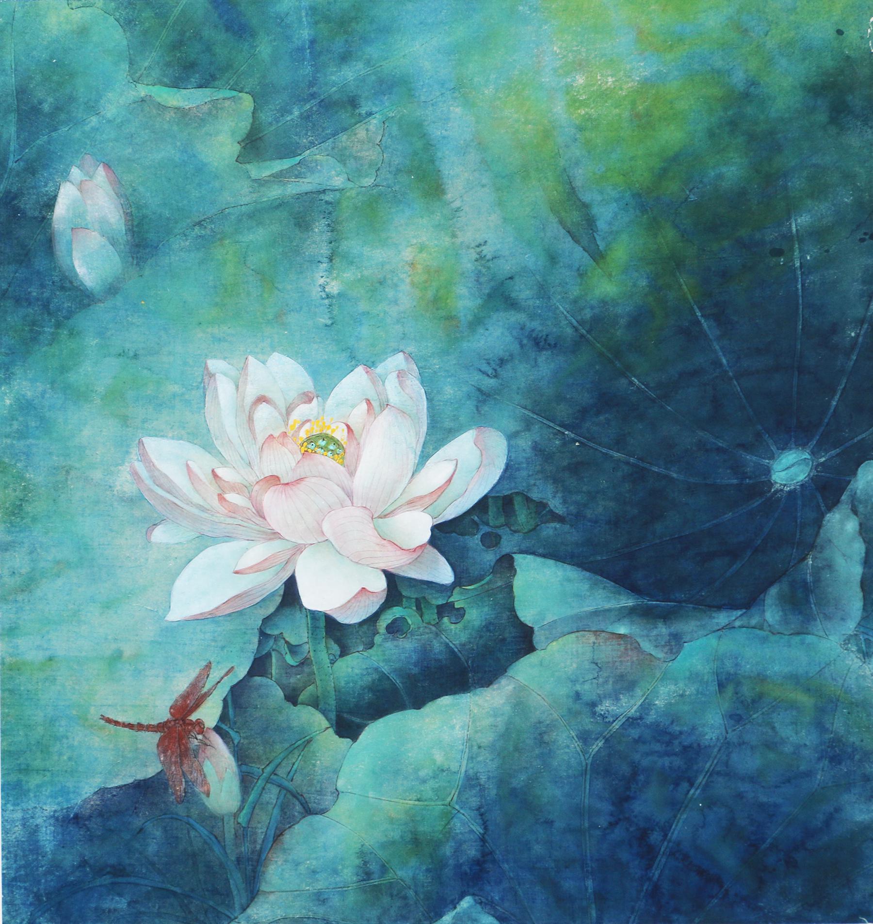 尺寸:79/79cm"兰棠雅集"许云重彩《荷》系列作品之《映日荷花》材质