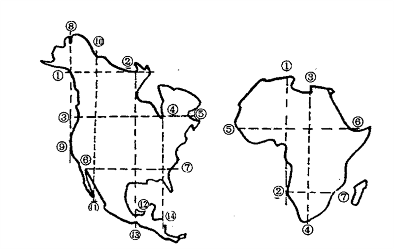 图18北美洲轮廓图图19非洲轮廓图图20热带海岸风光图21折线法图22几何