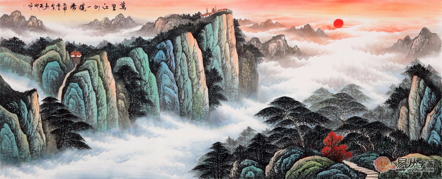 客厅电视墙挂画,家居挂画精选国画山水画