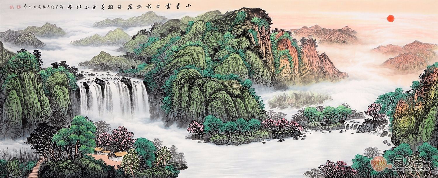 客厅电视墙挂画,家居挂画精选国画山水画