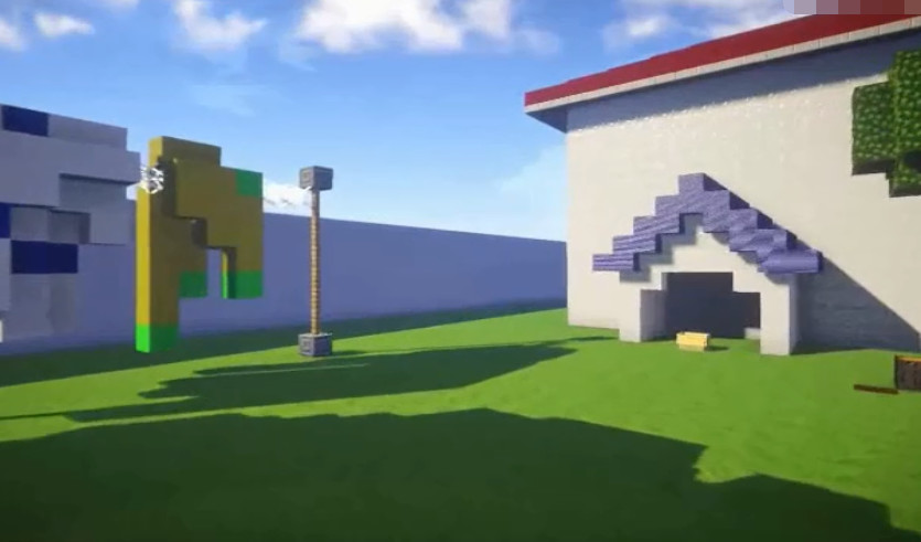 我的世界:玩家用5小时造出蜡笔小新家,看到院子就是鼻子有点酸