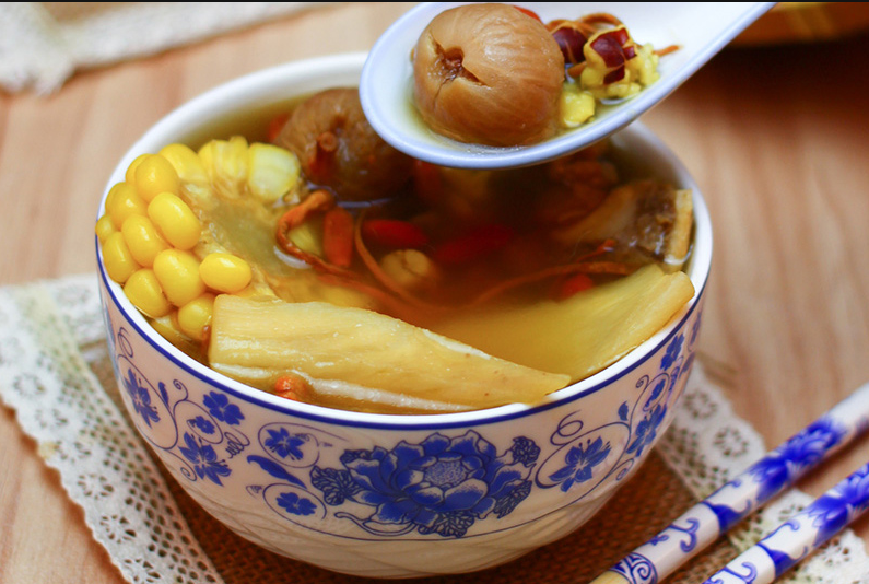 粤菜老火靓汤虫草花干贝玉米汤