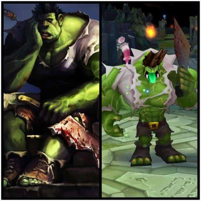 跟原画就差了一个颜色的皮肤, 第一个衣服都没舍得换|皮肤|蒙多|原画