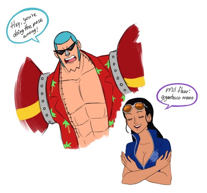 罗宾和弗兰奇一起做弗兰奇经典动作,我一定是看到了一个假罗宾