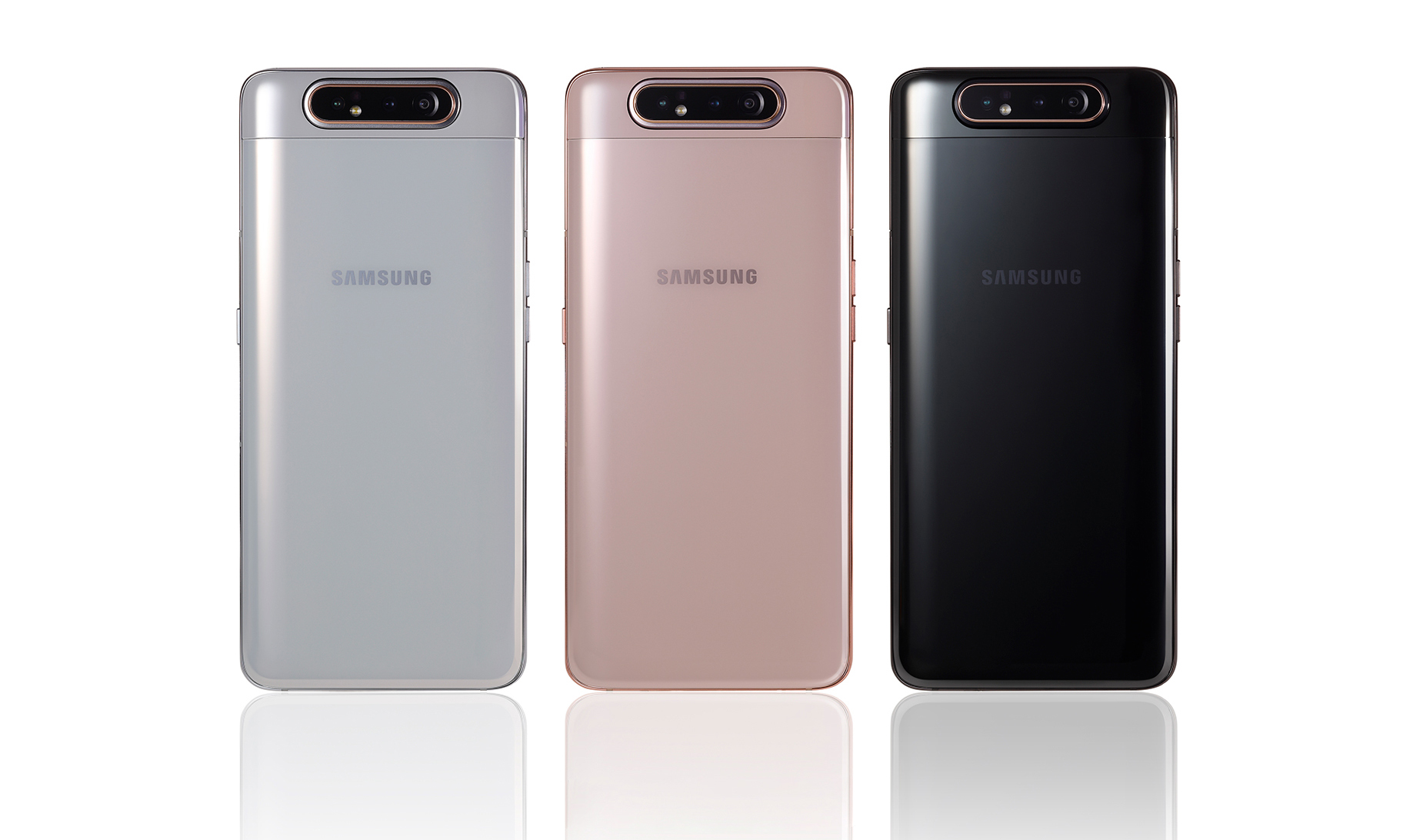 前后摄像头共用三星galaxya80采用升降旋转三摄像头