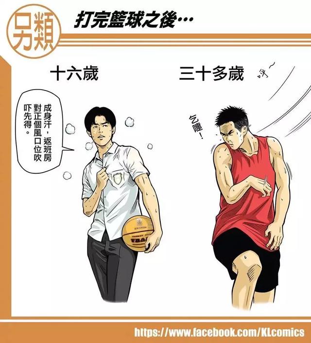 漫画贴:16岁和36岁打球的区别,你是否怀念球场上那个年少的你?