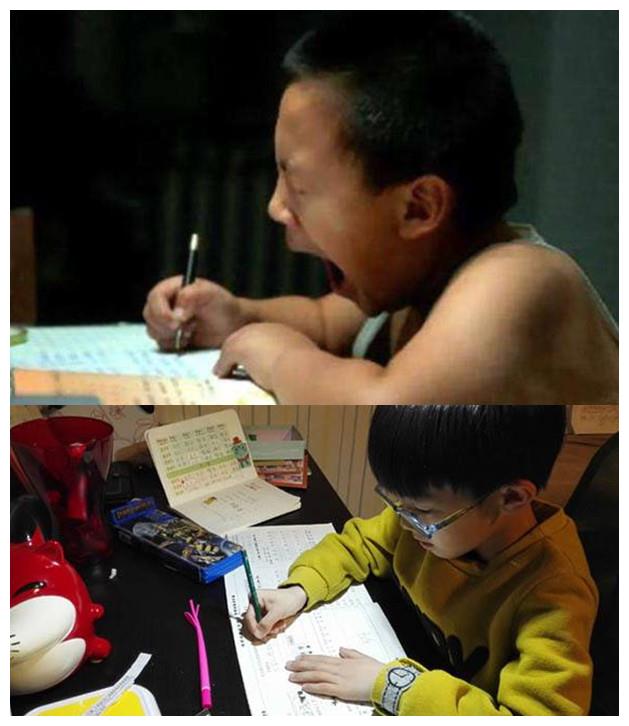 小学生:我晚上在写作业,中学生:我上晚自习,大学生:我呢?