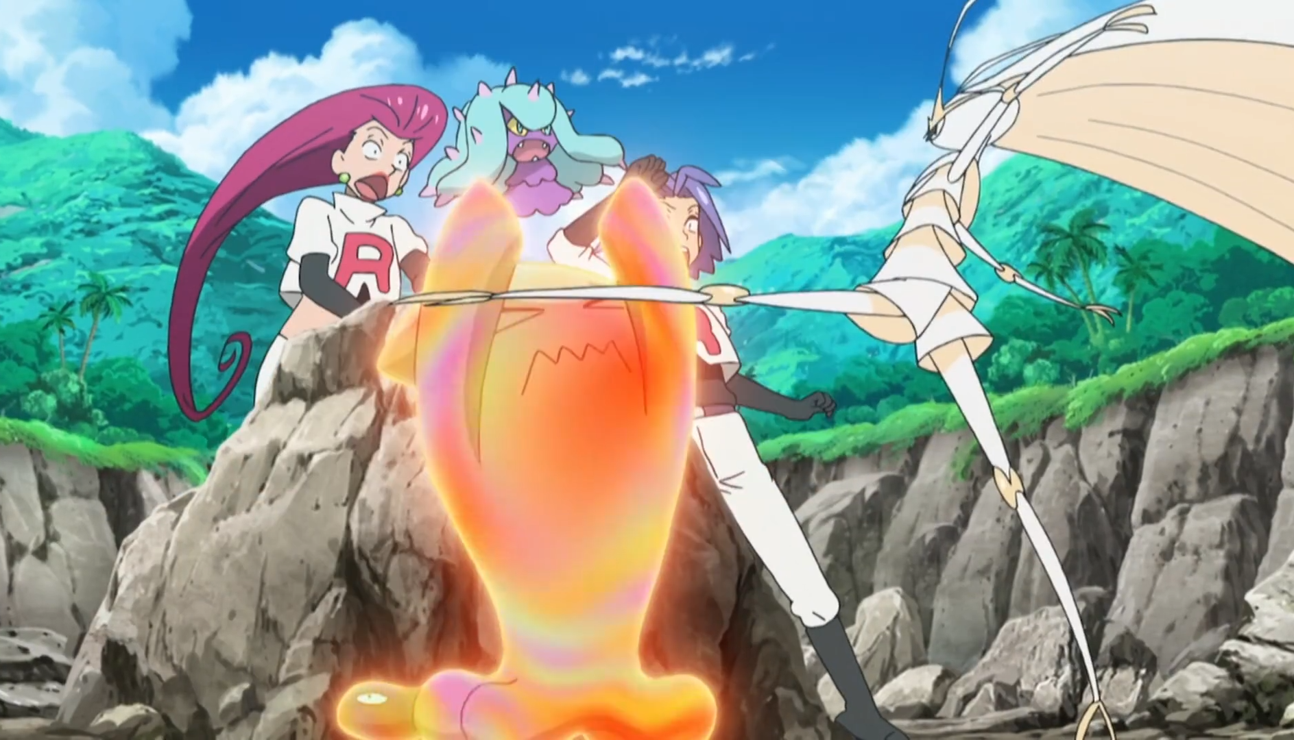 神奇宝贝皮卡丘不敌费洛美螂穿着熊秒杀之最后却被小智收服