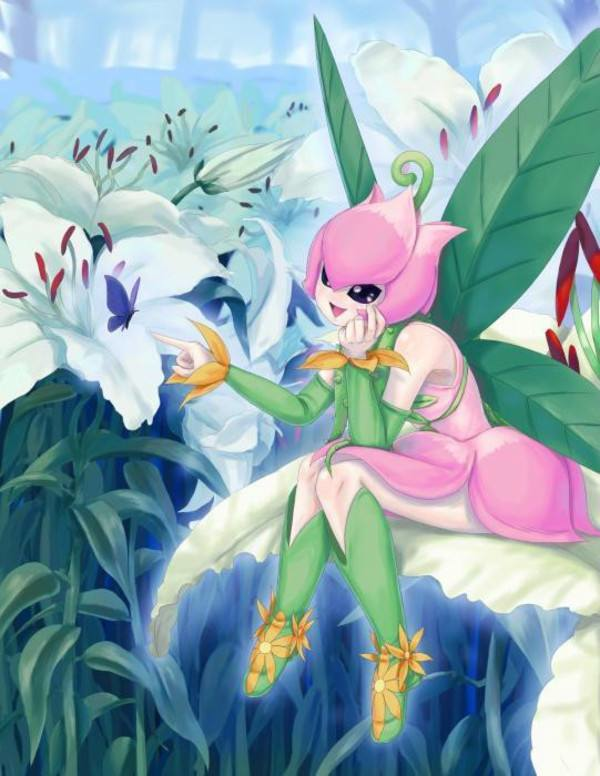 花兽是生化杂合体(奈奈美与莲花兽融合),第一次登场是在数码宝贝第5部