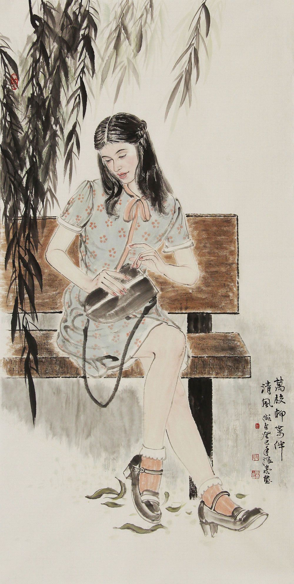 张亮人物画作品:人和自然巧妙相融画面充满青春活力与生命的张力