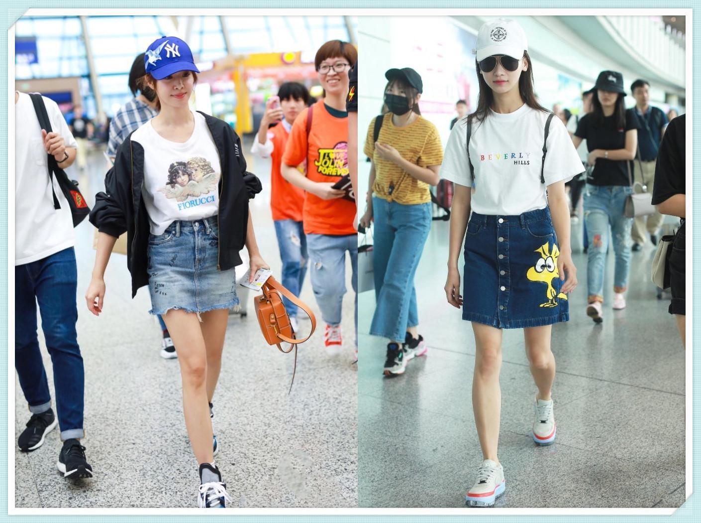 当165吴谨言和156蔡依林同穿a字裙,网友:谁谎报身高一目了然!