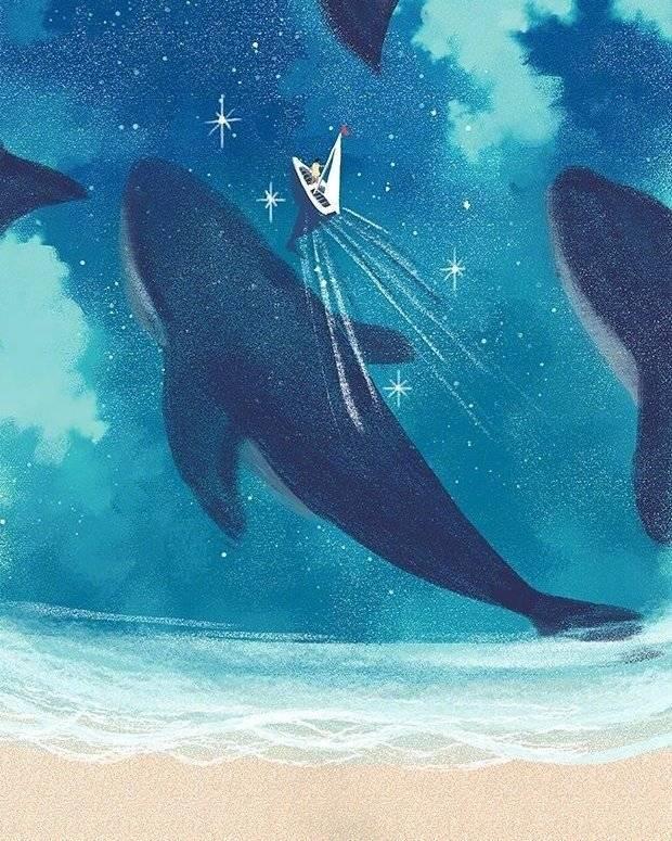 【鲸鱼插画壁纸】唯美动漫壁纸
