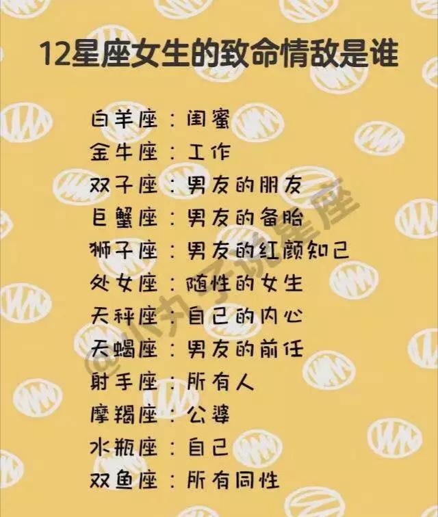 十二星座女生的致命情敌是谁?狮子座:男友的红颜知己!