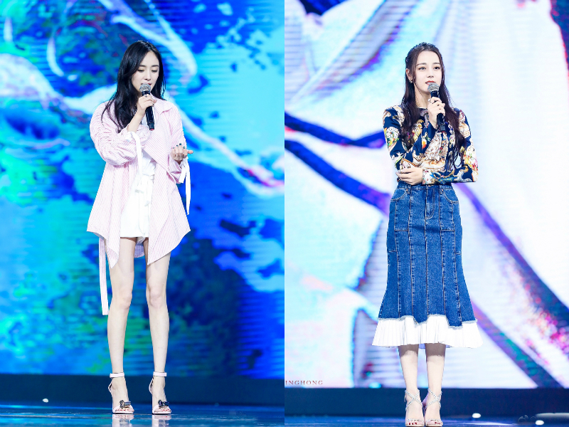 杨幂这腿要逆天了哪怕是盛世美颜的迪丽热巴同台也败下阵来