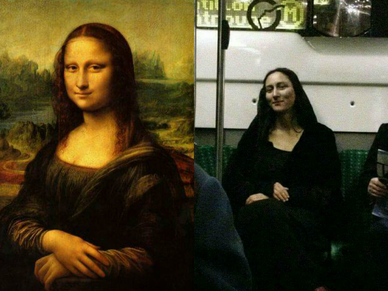 神模仿坐个地铁都能遇到世界名画维克托真人cos太像了