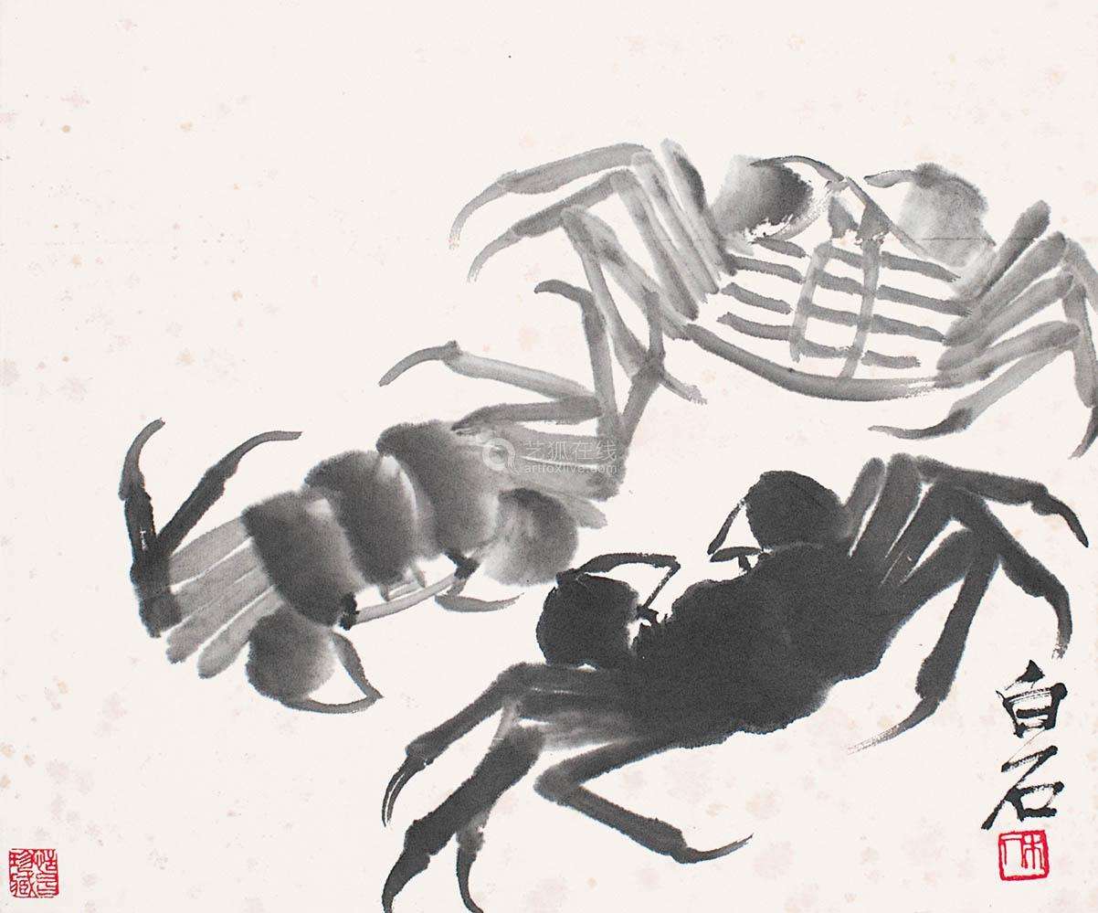 同样是画虾齐慧娟的缺少趣味性没有爷爷齐白石画的有灵气