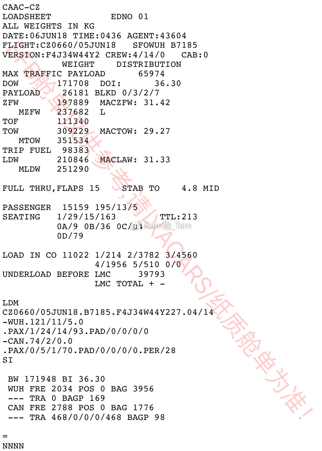 航旅知识:飞机舱单是啥,长啥样,里边都有啥?