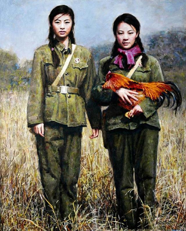 下乡女兵,生活油画,无奈中寻找美丽!——张大中作品