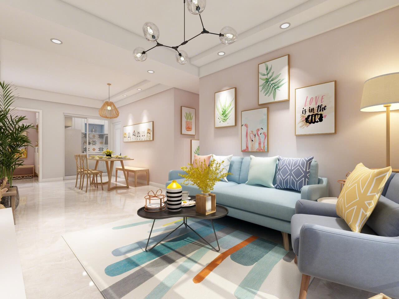 125㎡三室两厅北欧风格效果图巧用颜色搭配充满少女心