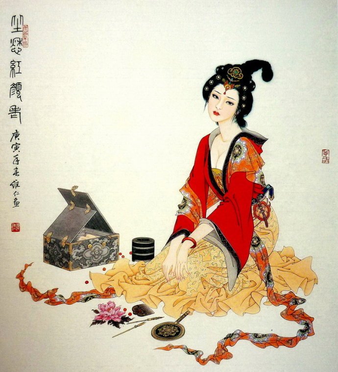 一顾倾人城再顾倾人国项维仁古代仕女画欣赏