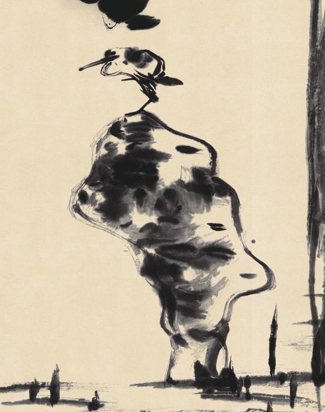 清,朱耷《荷石水鸟图》欣赏