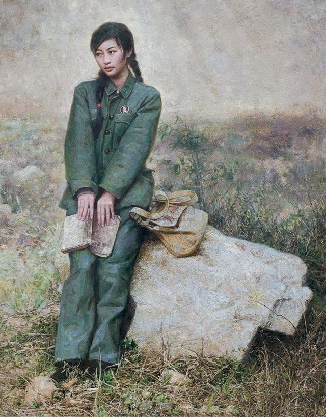 下乡女兵,生活油画,无奈中寻找美丽!——张大中作品