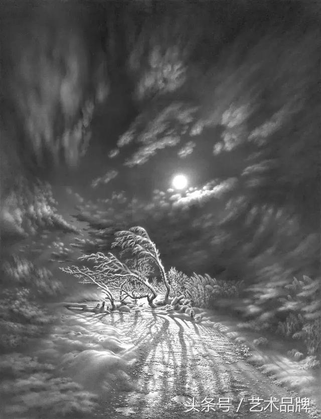 一个64岁的老头画的素描雪景,你敢确信看的这些是铅笔画?