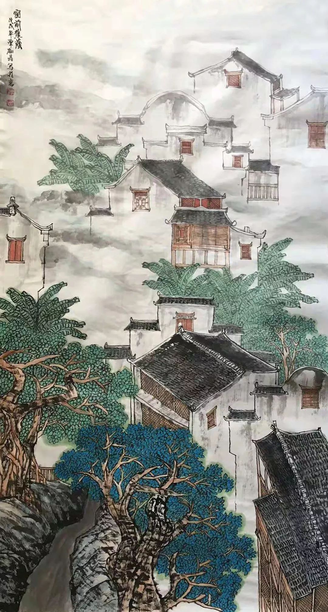 白墙黛瓦似水柔情她把江南水乡绘成水墨画太美了