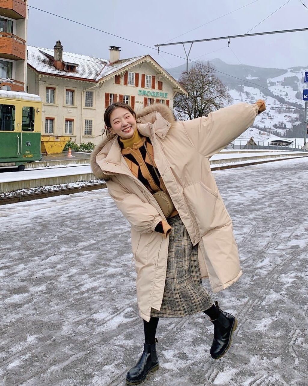 元气满满单眼皮韩国妹子的10款冬季棉服穿搭,显瘦保暖清新又可爱