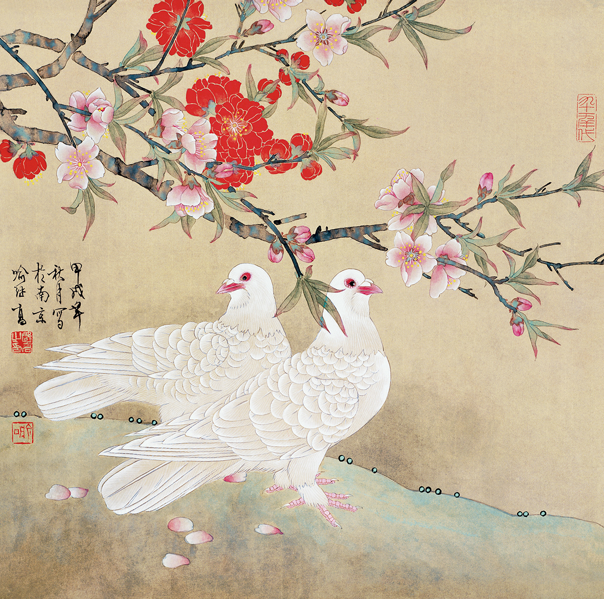 他是傅抱石,陈之佛的高徒!开辟"继高式"祥花瑞鸟风格!