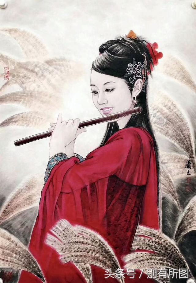 收藏推荐,合作画家潇立老师国画人物画《美女》作品集九幅图欣赏